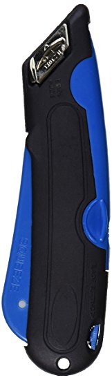 COSCO 091508 Easycut Cutter Knife w/Self-Retracting Safety-Tipped Blade, Black/Blue