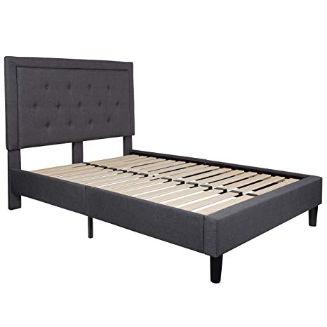 Flash Furniture Roxbury Tufted Upholstered Full Size Platform Bed in Dark Gray Fabric