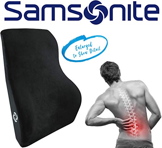 Samsonite SA5447 \  Full Size Lumbar Support \ 100% Pure Memory Foam \ Helps Relieve Lower Back Pain \ Fits Most Seats