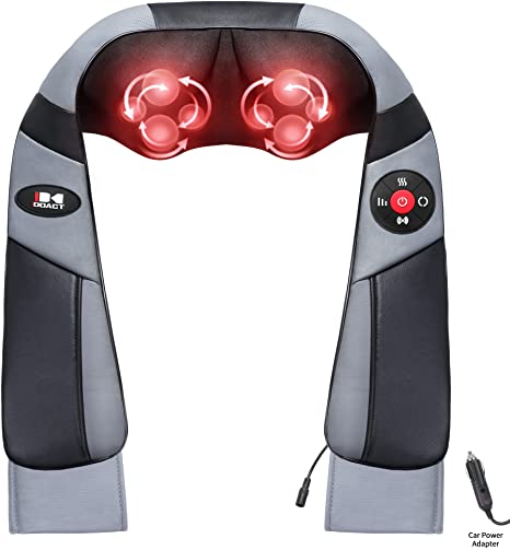 Neck and Shoulder Massager with Heat, Doact Shiatsu Neck Massager Electric Deep 3D Kneading Massage for Back, Shoulder, Neck Pain Relief, Great for Home, Office and Car Use-Christmas Gifts