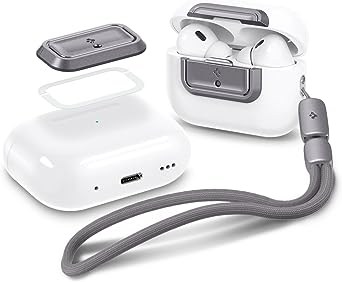 Spigen Lock Fit M [EZ FIT] Locking Device Compatible with AirPods Pro 2nd Generation/AirPods Pro Case Lock with Lanyard [Includes Installation Kit] - Gray