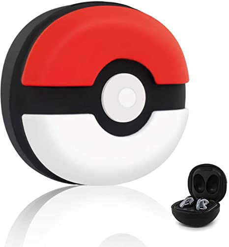 for Galaxy Buds Live Case Cover (2020), Shockproof Silicone Protective Cover Cute 3D Cartoon Poke Ball Design for Galaxy Buds Live Charging Case (Poke Ball Galaxy Buds Live Case)