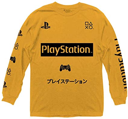 Ripple Junction Playstation Adult Unisex Symbols with Sleeve Hits Heavy Weight 100% Cotton Long Sleeve Crew T-Shirt