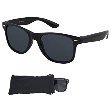 Wayfarer Sunglasses - Smoked Lenses with Black Plastic Frames - UV Ray Protected Shades For Men & Women - By Optix 55