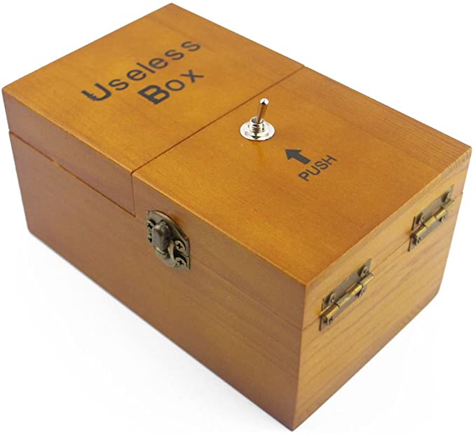 Willcome Wooden Turns Itself Off Useless Box Leave Me Alone Box Perpetual Machine for Geek Gifts or Desk Toys