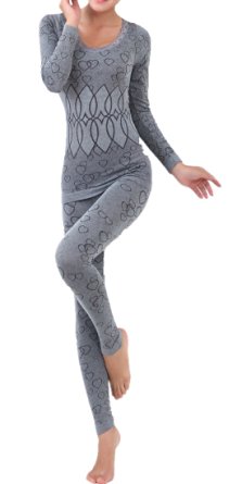LANBAOSI Women's Lace Stretch Seamless Top & Bottom Thermal Underwear Set