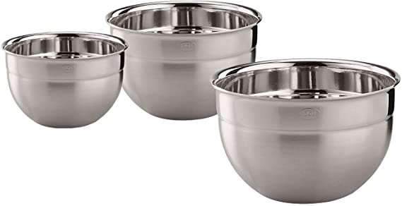 Rosle 15700 3 Piece Stainless Steel Mixing/Prep Bowl Set, (1.7qt, 3.3qt, 5.7qt)