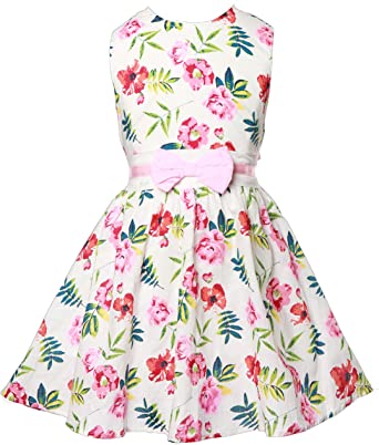 Girls Dress Summer Sleeveless Kids Vintage Floral Dresses Casual Sundress Toddler Clothes Size 2-9 Years