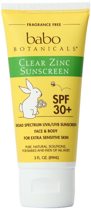 Babo Botanicals SPF 30 Clear Zinc Lotion - Fragrance Free, 3 Ounces, Best Natural Mineral Sunscreen, Non-Nano, Sensitive