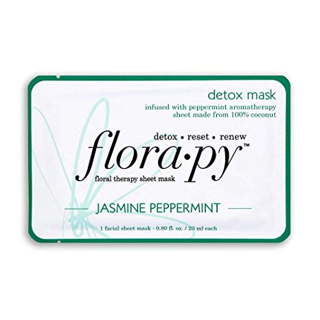 Florapy Beauty Detox Sheet Aromatherapy Mask, Jasmine Peppermint, 1 Count