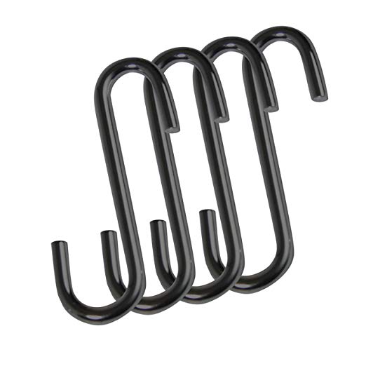 Honey-Can-Do SHF-04051 S-Hooks for Urban Shelving Units, 4-Pack, Black, 1.47L x 2.6W x 0.17H