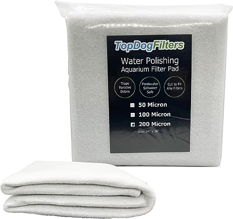 BeamsWork TopDogFilters Polishing Filter Pad for Aquarium Filter Pad Pond Filter Pad 24 x 36 inches Cut to Fit Water Polishing Pad Media Freshwater Saltwater Marine (200 Micron - 1 Pack)