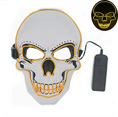 Tagital Halloween Mask LED Light Up Scary Skull Mask Costume Cosplay EL Wire Halloween Party