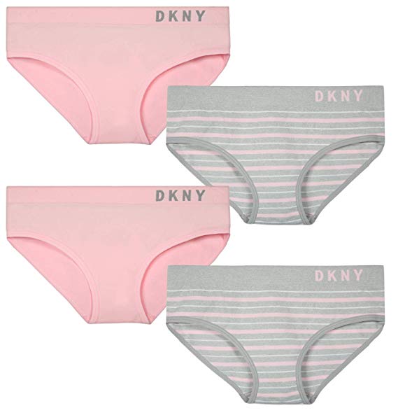 DKNY Girl's Nylon/Spandex Seamless Hipster Underwear (4 Pack)