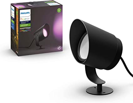 Philips Hue White & Color Ambiance Lily XL Outdoor Smart Spot Light Extension (Hue Hub Required), 1 Spot Light   mounting kit, Works with Alexa, Black