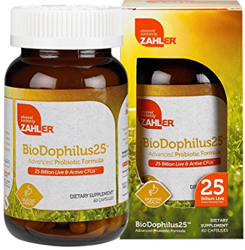 Zahler Biodophilus, All Natural Advanced Probiotic and Prebiotic Supplement, Promotes Digestive Health, 25 Billion Live Cultures and Intestinal Flora Per Serving, Optimal and Most Potent Acidophilus for Women and Men, Certified Kosher, Capsules