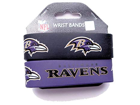 NFL Baltimore Ravens Sports Team Logo Wrist Band Set of 2