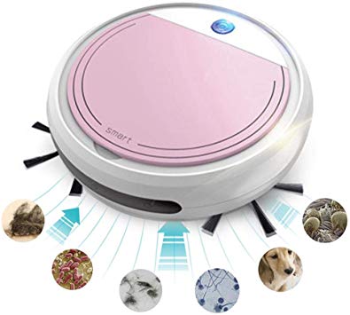 Smart Robot Vacuum Cleaner, leegoal 3 in 1 Automatic Sweeping Vacuuming & Mopping Ultra Slim Quiet Vacuum Cleaner,1500Pa Anti-Collision Sensor for Pet Hair,Hard Carpets,Tile (Pink)