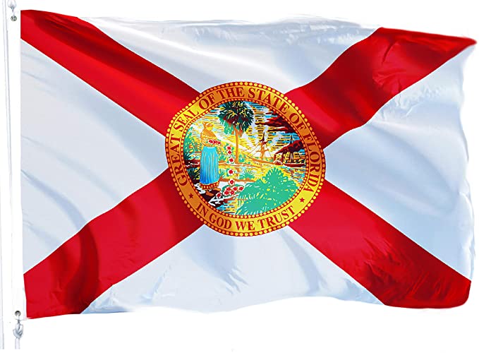 G128 - Florida Flag 3x5 ft Printed Flag 2 Brass Grommets Quality Polyester Flag Indoor/Outdoor