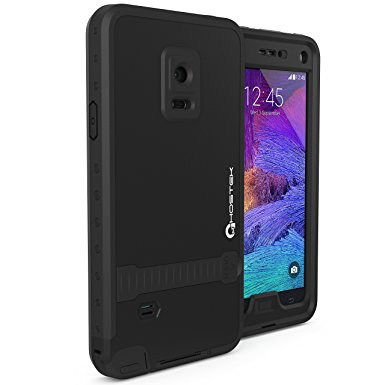 Note 4 Waterproof Case, Ghostek Atomic Black Samsung Galaxy Note 4 Waterproof Case W/ Attached Screen Protector - Lifetime Warranty - Galaxy Note 4 Slim Fitted Waterproof Shock proof Dust proof Dirt proof Snow proof Hard Shell Cover Case for Galaxy Note 4 GHOCAS213