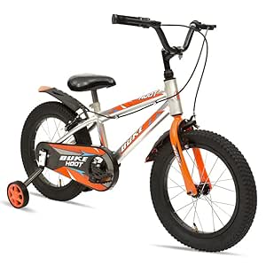 Avon Buke Hoot 16T Kids Bicycles for boys | Wheel Size:16 inches | Steel Frame:10 inches | Ideal for Kids for 4 to 6 yrs, Rigid Fork Caliper Brake |Hi Raised/Steel Rim | Gloss Finish(Silver)