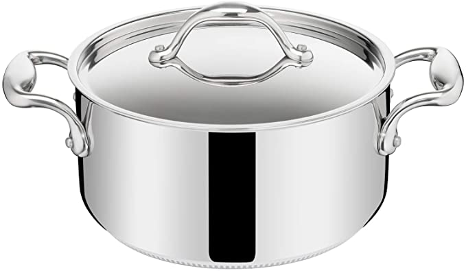 Lagostina ACCADEMIA LAGOFUSION Stainless Steel Cooking Pot 20 cm (3 L) with Lid for All Heat Sources Including Induction with Riveted Handle