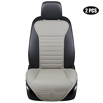 EDEALYN (2PCS) Driver and Passenger Seat Cover PU leather Seat Covers Universal Car Seat Cover Front Seat Protector Fit Most Sedans &Truck &SUV (2 PCS Gray - no charcoal)