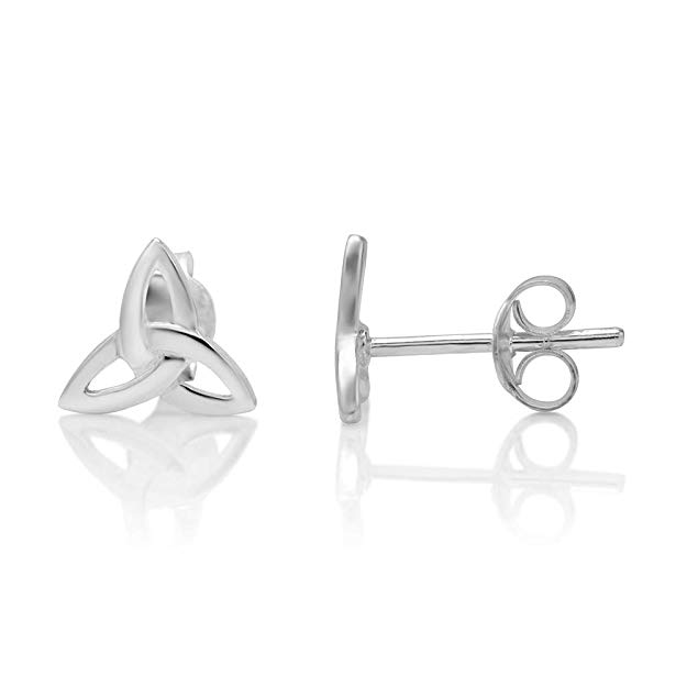 925 Sterling Silver Triangle Celtic Knot 10 mm Post Stud Earrings