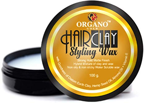 Organo Gold Natural Hair Clay Wax with Vitamin E & Almond Oil for Men Stylish Restyling and Matte Texture Clay, 100 gms