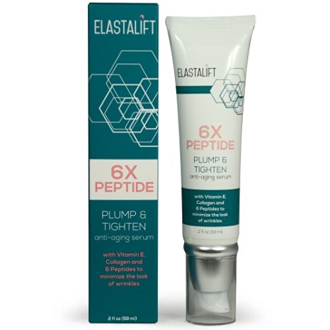 Elastalift 6x Peptide Firming Serum with Vitamin E, Collagen and 6 peptides- plump & tighten anti-aging serum to minimize the look of wrinkles. 2oz