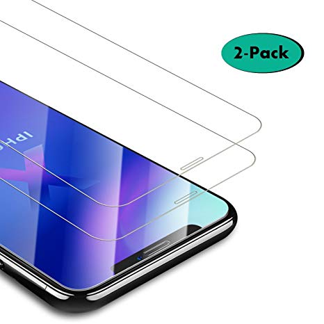 VIUME iPhone X Screen Protector, [2-Pack] Clear Tempered Glass Film [3D Touch] [ Case Friendly] for Apple iPhone X / 10