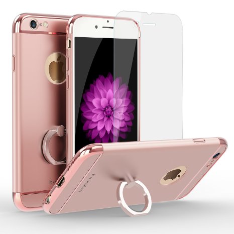 iPhone 6s case, bonsalay 3 in 1 Ultra Thin and Slim Design Built-in Kickstand Coated Premium Non Slip Surface Shockproof Metal For iPhone 6 (2014) and iPhone 6S (4.7'')(2015)-Rose Gold