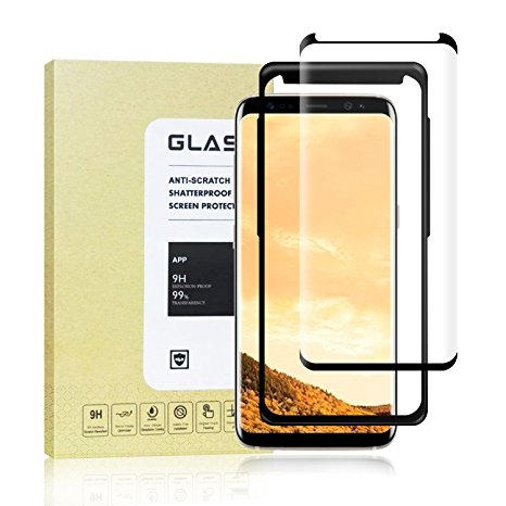 Galaxy S8 Glass Screen Protector,Auideas [Case Friendly] [Tray Installation] 3D Curved Tempered Glass Screen Protector For Samsung Galaxy S8(Black).