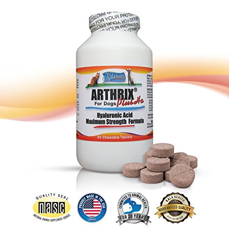 ARTHRIX Plus with HA, 90 Chewable Tablets Promotes Comfortable Hips and Joints - , Made in the USA with All Natural Ingredients: Glucosamine, Chondroitin, Hyaluronic Acid, and More.