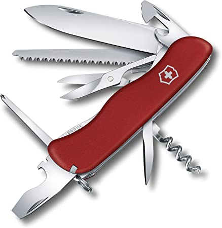 Victorinox 8513 Outrider Swiss Army Pocket Knife, Large, Multi Tool, 14 Functions, Blade, Scissors, Red