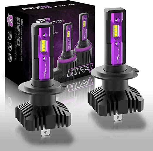 BPS Lighting UltraV Series LED Headlight Bulbs Conversion Kit, H7, 10000 Lumens, DOT Approved, Adjustable, Xenon White 6500K, Quick/Easy Halogen Replacement Light, 2 Years Warranty