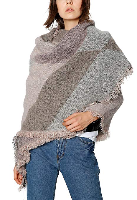 Urban CoCo Women's Cozy Color Block Long Shawl Wrap