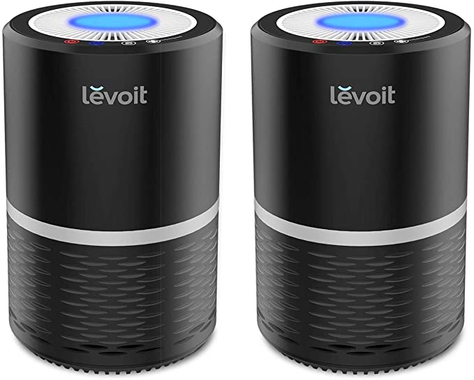 LEVOIT Air Purifier for Home Smokers Allergies and Pets Hair, True HEPA Filter, Quiet in Bedroom,Filtration System Eliminators, Odor Smoke Dust Mold, Night Light, 2-Yr Warranty, LV-H132, Black, 2PACK