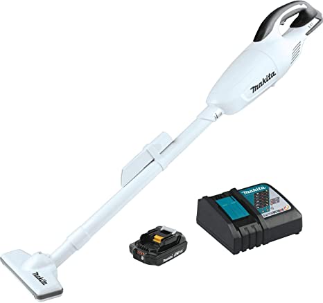 Makita XLC02RB1W 18V LXT Lithium-Ion Compact Cordless Vacuum Kit (2.0Ah), 1.3 Pint