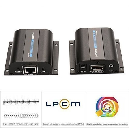 E-SDS HDMI Network Extender Over Single Cat55e6 Ethernet Cable with IR Up To 196 Feet 60m Supports 1080P amp3D HD Audio Deep Color - Support 2060KHz Wide frequency IR Remote Control