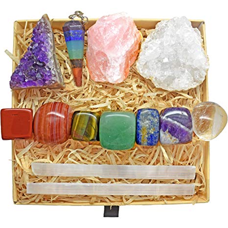 Crystals and Healing Stones Kit with 13 pcs. Healing Crystals, Gemstones and Crystals for Beginners Including Chakra Stones and Chakra Crystals.