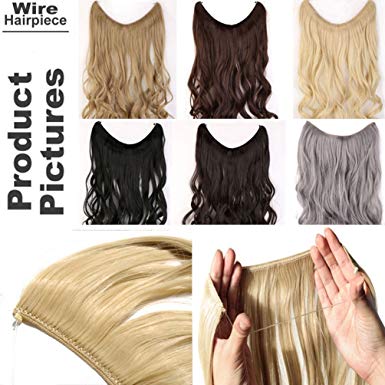 Miracle Translucent Invisible Wire Fish Line on Clip in Hair Extensions 20-24 Inch Straight Wavy Curly Synthetic Hairpieces
