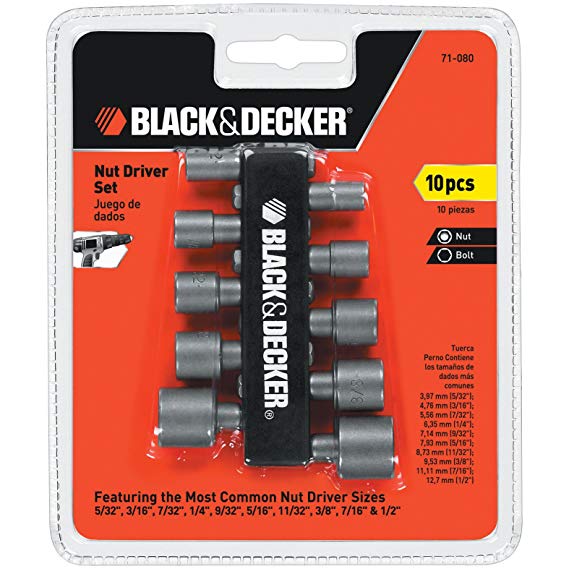 BLACK DECKER 71-080 Nutdriver Set, 10-Piece