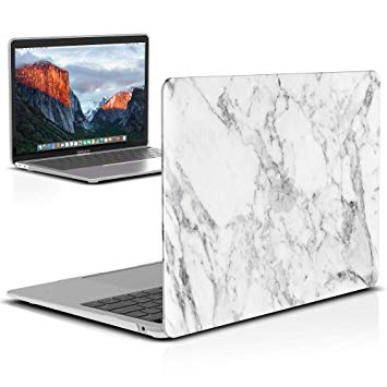 IBENZER MacBook Air 13 Inch Case 2019 2018 Release New Version A1932, Soft Touch Hard Case Shell Cover for Apple MacBook Air 13 Retina with Touch ID, White Marble, MAD-T13WHMB