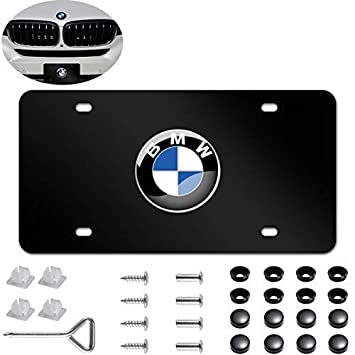 Heavy Type 3D Stainless Steel License Plate Cover for BMW,Protect and Personalize Your BMW License Plate Frame (Black)