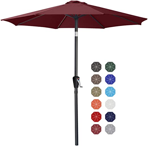 ABCCANOPY 9' Patio Umbrella Table Market Umbrella with Push Button Tilt for Garden, Deck, Backyard and Pool,Burgundy