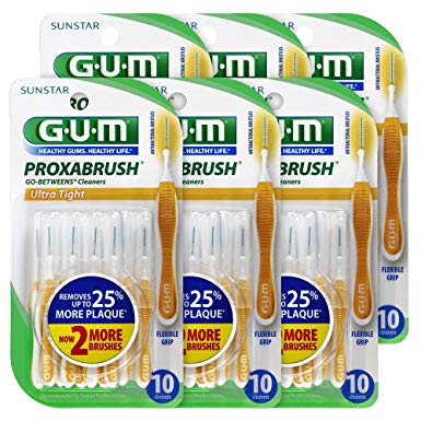 GUM Proxabrush Go-Betweens Interdental Brushes, Ultra Tight, 10 Count (Pack of 6)