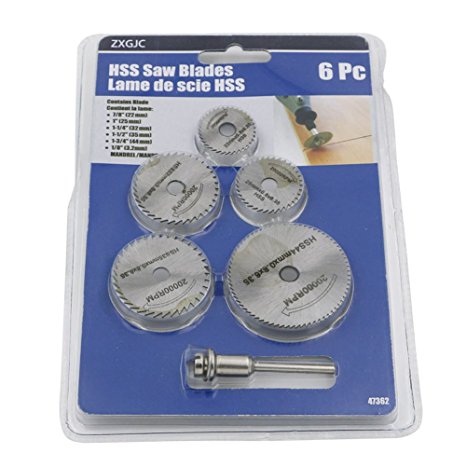 Lily's Gift HSS Saw Disc Wheel Cutting BladesFor Drills Rotary Tools and Mandrel 6pcs