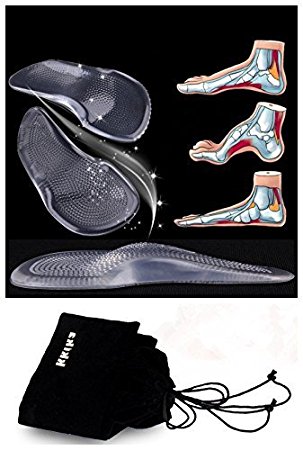 Kkika 1 Pair/2PCS Silicone Gel Orthotic Arch Pad Insole Flat Foot Care Relieve Pain Orthopedics Insert