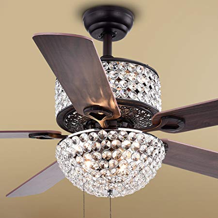 Warehouse of Tiffany CFL-8170BL Laure Crystal 6-Light 52" Ceiling Fan